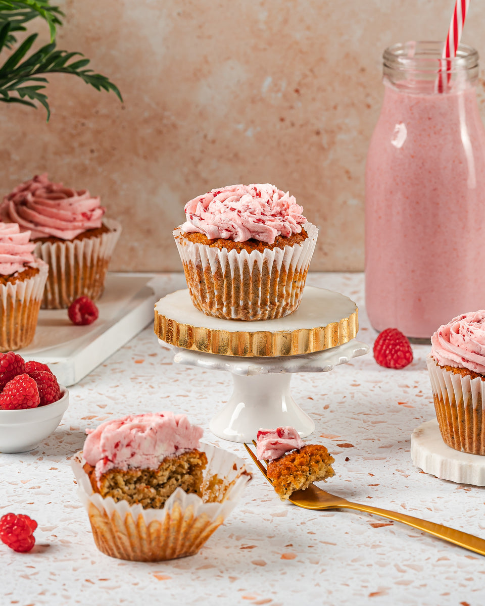 Keto Lemon Raspberry Cupcakes image
